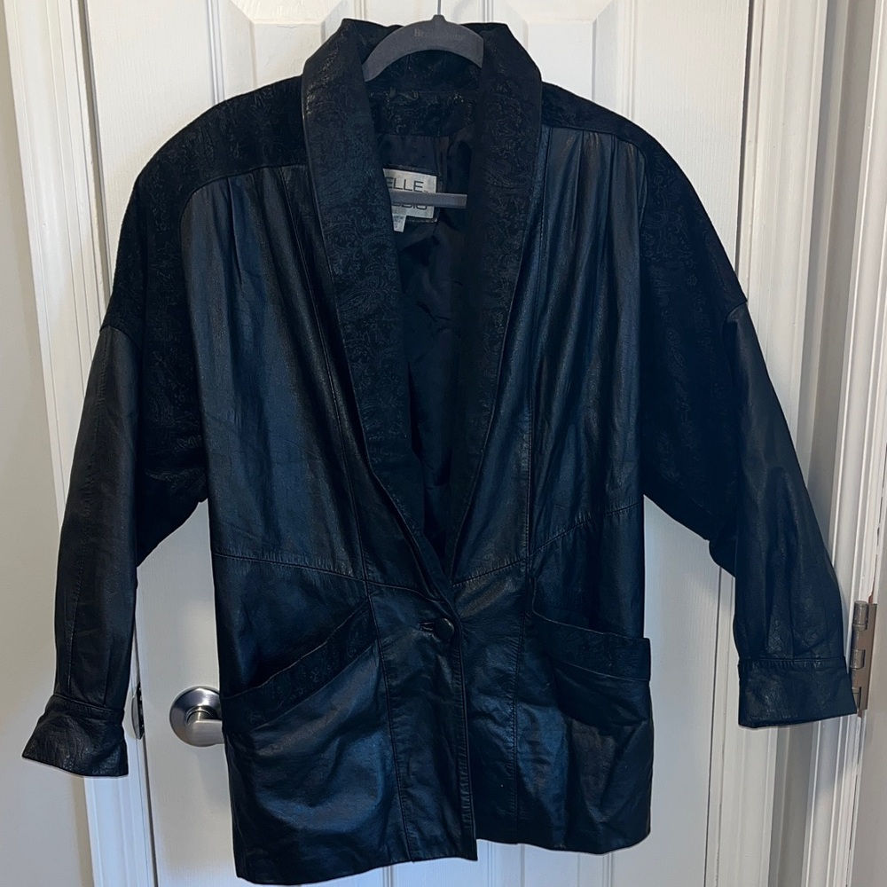 Vintage Pelle Studio Leather Jacket with Paisley Accents